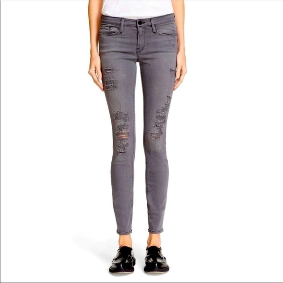 Frame Denim Le Skinny De Jeanne Distressed Jeans - Picture 1 of 8